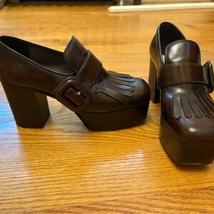 Miu Miu Brown Platform Loafers